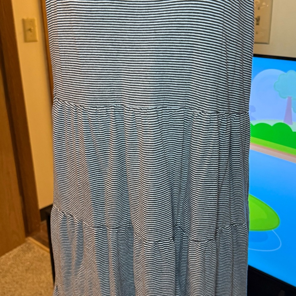 H&M Black and White Striped Asymmetrical Dress